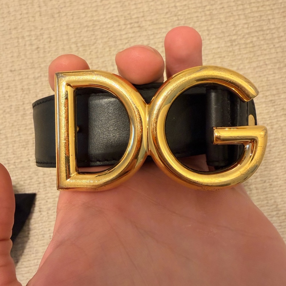 AUTHENTIC Dolce & Gabbana Black Belt with Gold DG Buckle - Picture 3 of 5